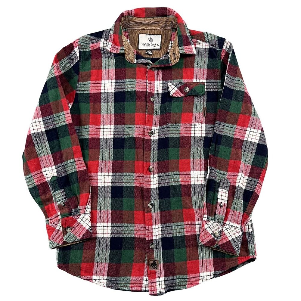 Legendary Whitetails Button Down Flannel Shirt Mens Youth XL (18/20) Red‎ Green